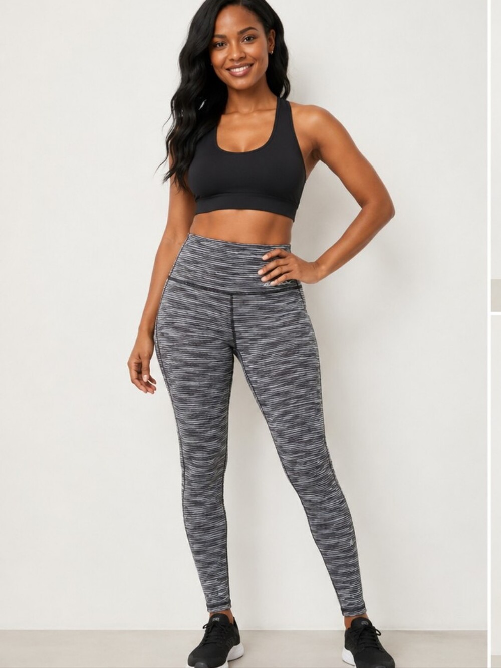 Eddie‎ Bauer Womens Black & Gray Striped Leggings S